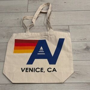 Aviator Nation Cream Tote with Blue and Red Accents VENICE BEACH